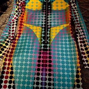 Sleek polka dot long sleeve midi dress